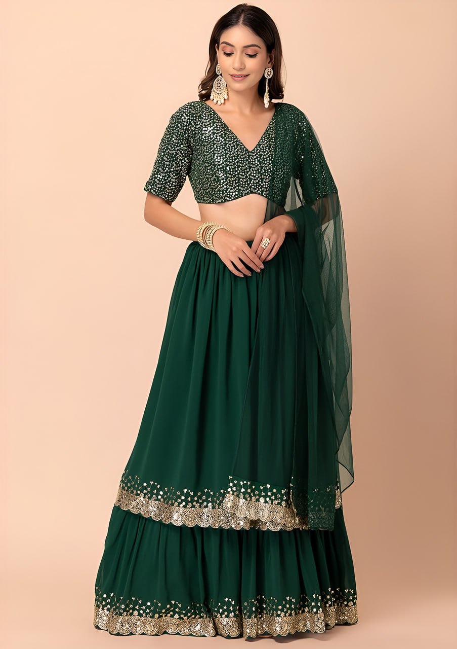 Buy Georgette Lehenga Choli with Zari & Sequins Work Online