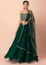 Buy Emerald Green Ruffle Lehenga Choli Online