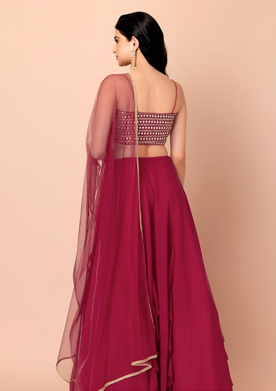 Buy Rani Pink Ruffle Lehenga Choli Online