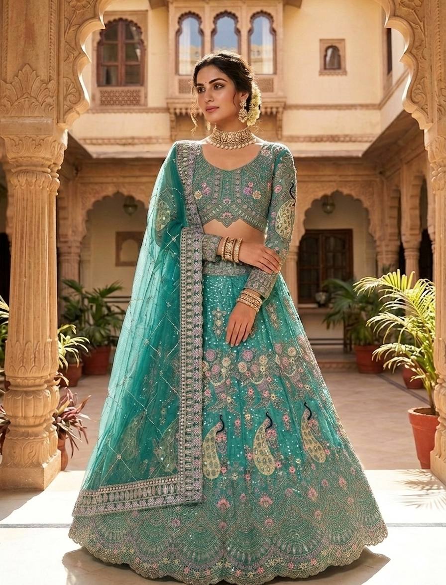 Buy Soft Butterfly Net Lehenga with Coding Sequins Work Online