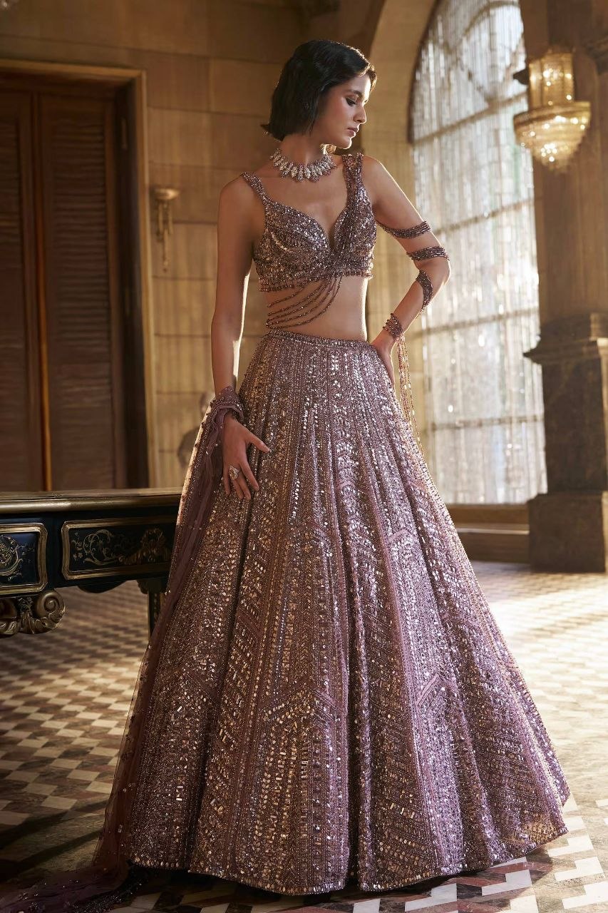 Buy Kasturi Silk Sequins & Thread Work Designer Lehenga Choli Online