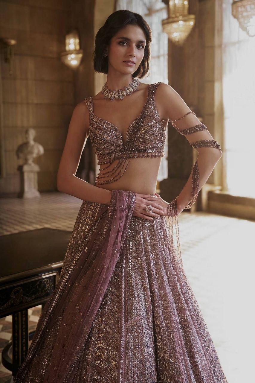 Buy Kasturi Silk Sequins & Thread Work Designer Lehenga Choli Online