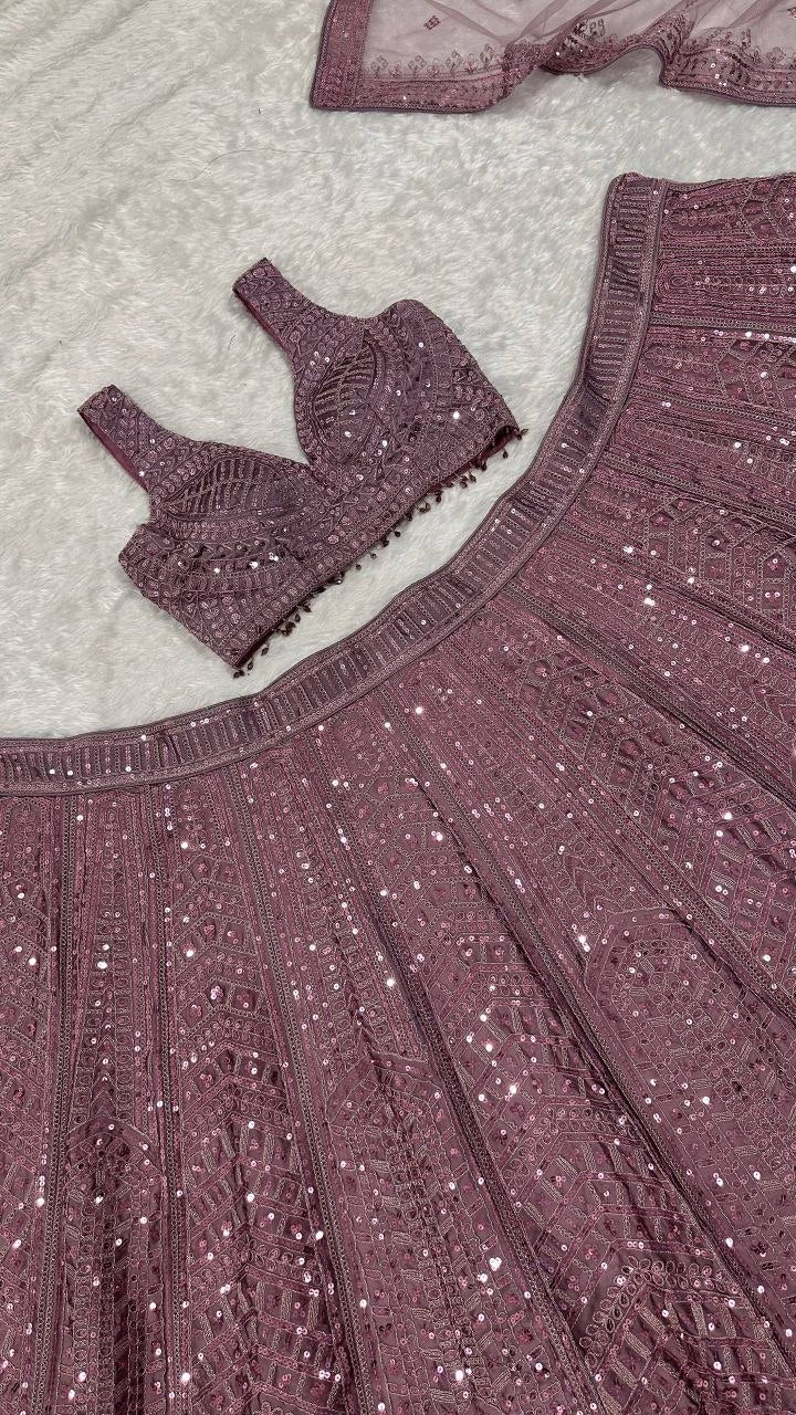 Buy Kasturi Silk Sequins & Thread Work Designer Lehenga Choli Online