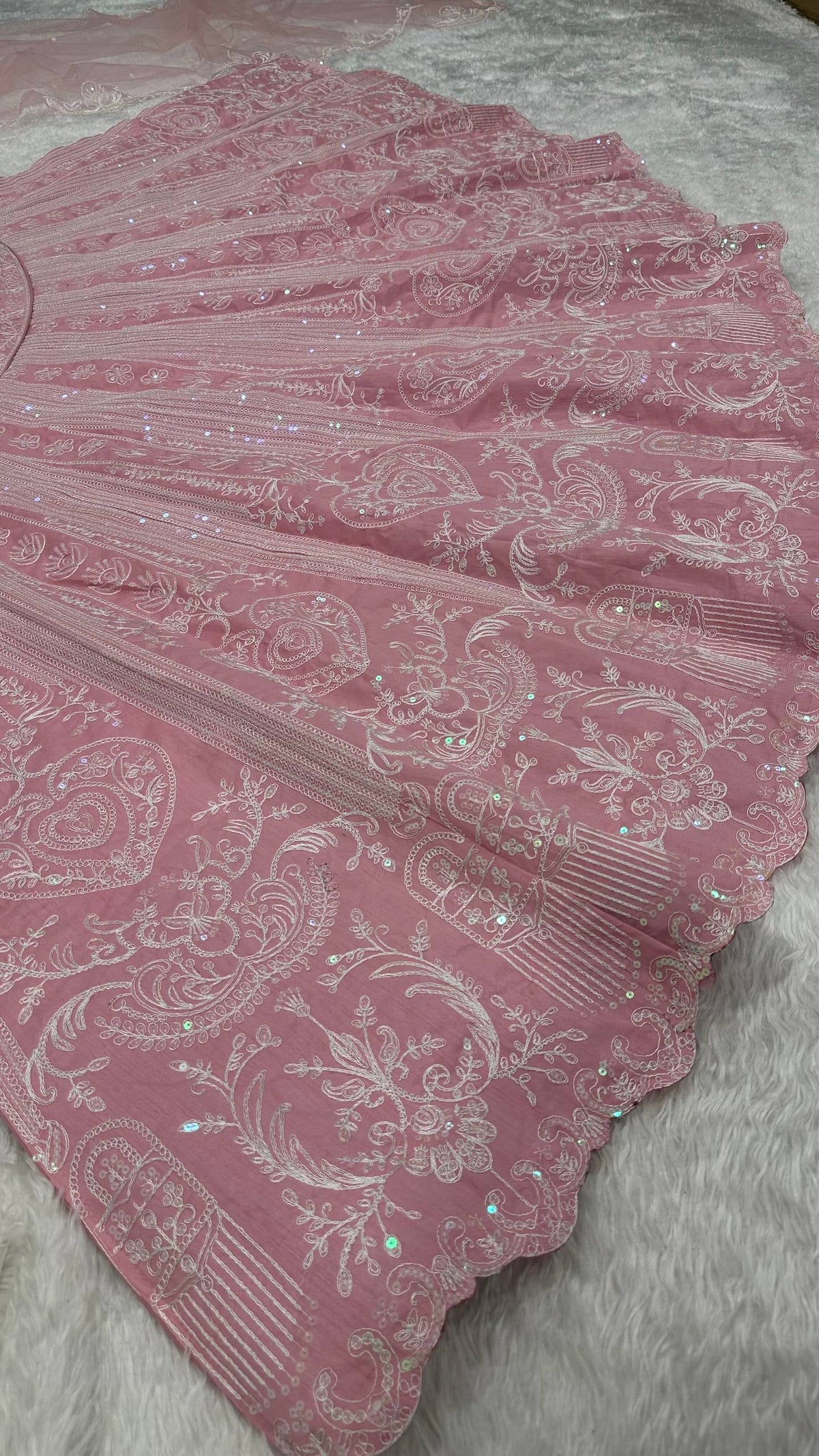 Elegant baby pink Color embroidery lehenga choli