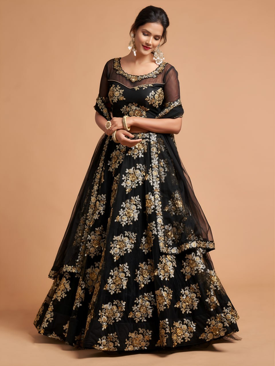 Buy Black & Golden Designer Lehenga Choli Online