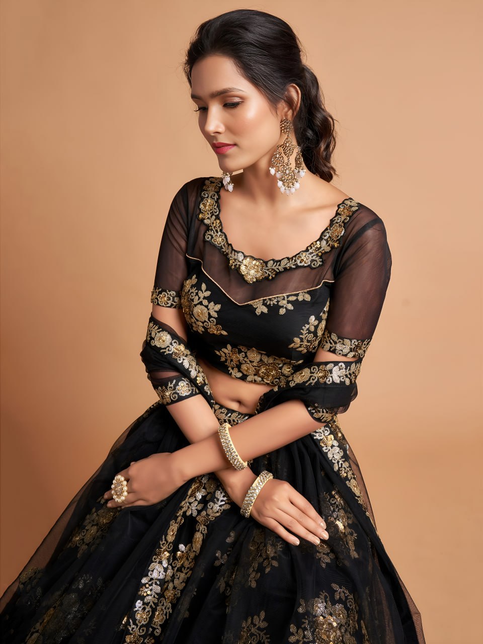 Buy Black & Golden Designer Lehenga Choli Online