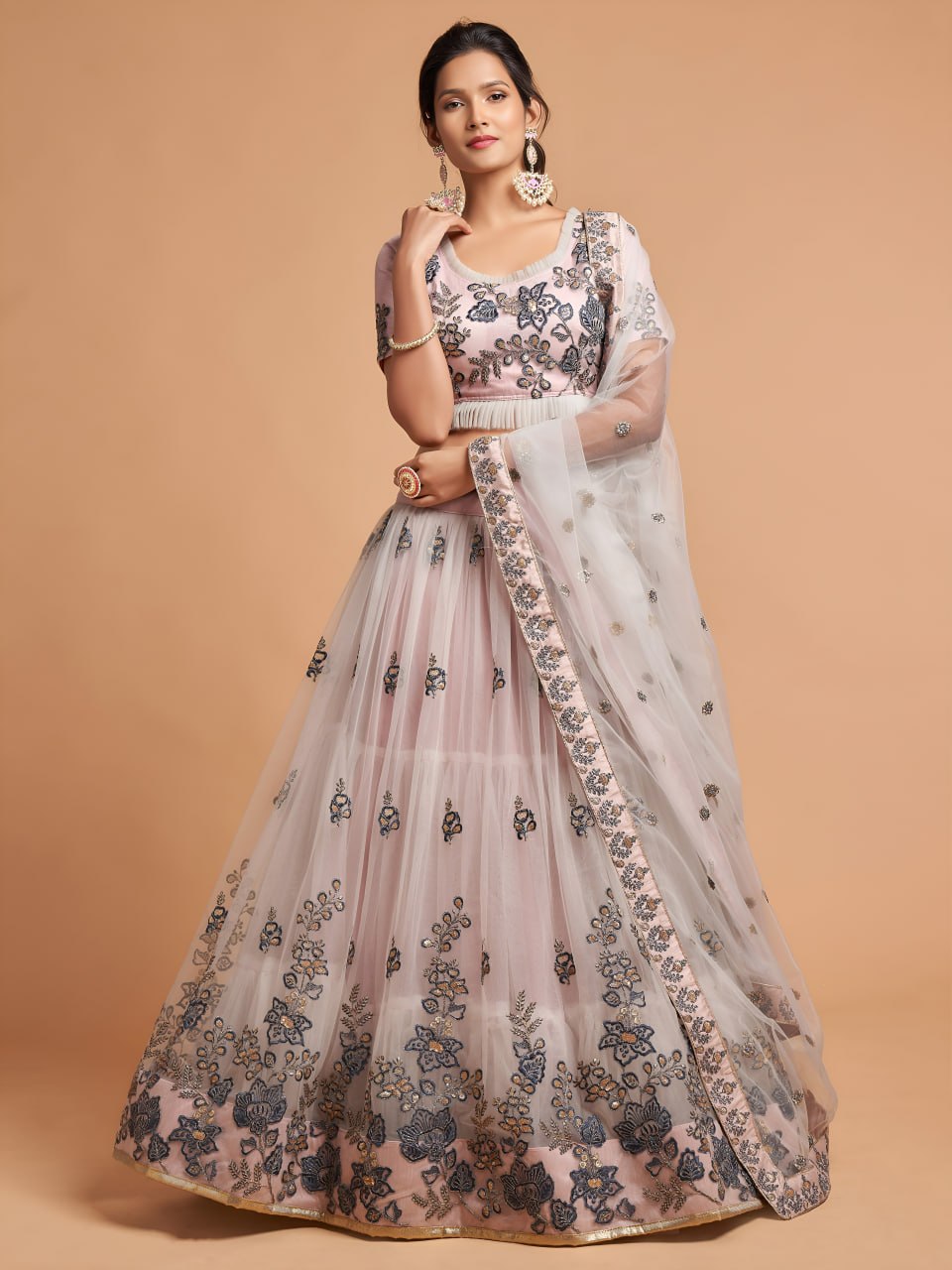 Buy Designer Soft Net Lehenga Choli Online