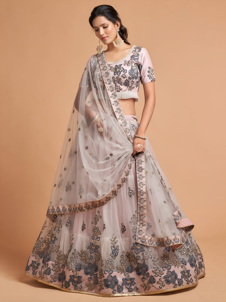 Buy Designer Soft Net Lehenga Choli Online