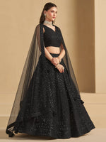 Black Sequins Georgette Reception Wear Lehenga Choli