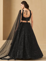 Black Sequins Georgette Reception Wear Lehenga Choli