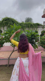 Pink and white lucknowi mirror work lehenga choli shop now