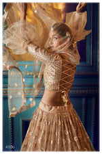 Golden beige color trendy sequence lehenga choli buy it now - Joshindia