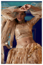 Golden beige color trendy sequence lehenga choli buy it now - Joshindia
