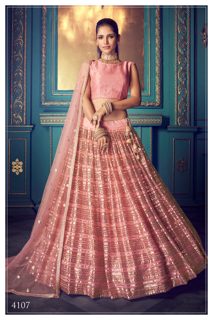 Classic Coral pink color designer lehenga choli buy it now