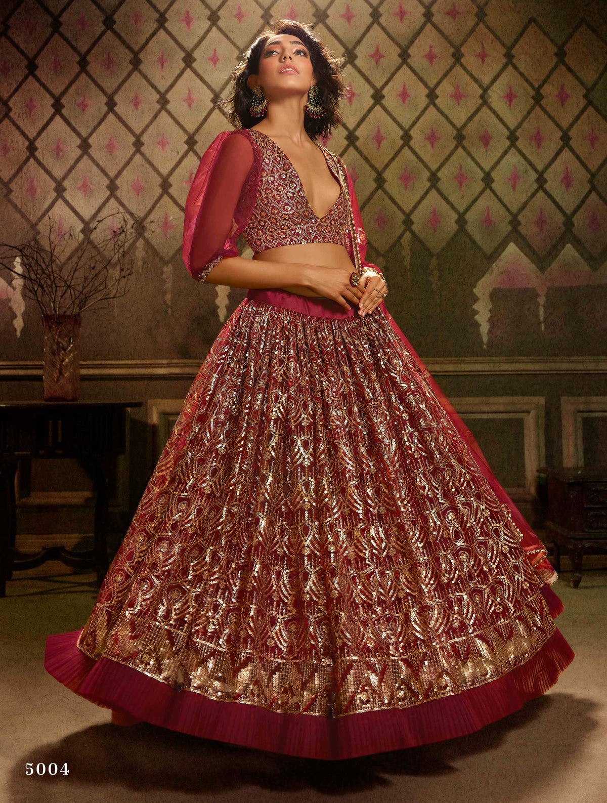 maroon color designer embroidary sequence work lehenga choli - Joshindia