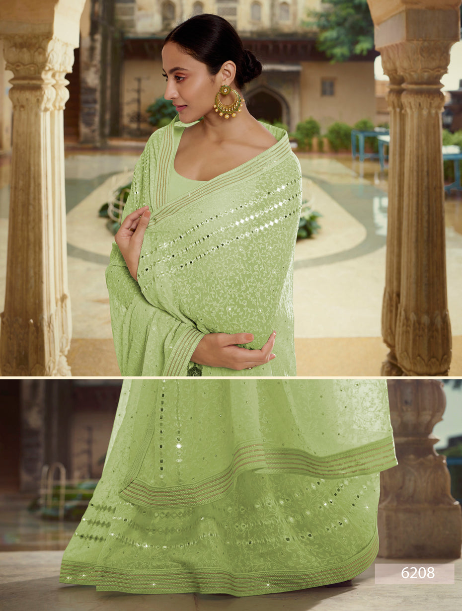 Amazing Greencolor Designer silk saree with blouse - Joshindia