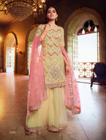 Latest light yellow color mirror work salwar suit for stylish looks - Joshindia