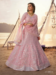 Trending designer mirror work lehenga choli buy now light pink color - Joshindia