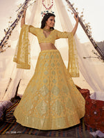 New designer mirror work lehenga choli buy now in yellow color - Joshindia
