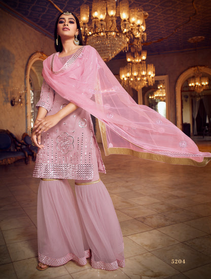 baby pink color partywear salwar suit for stylish look