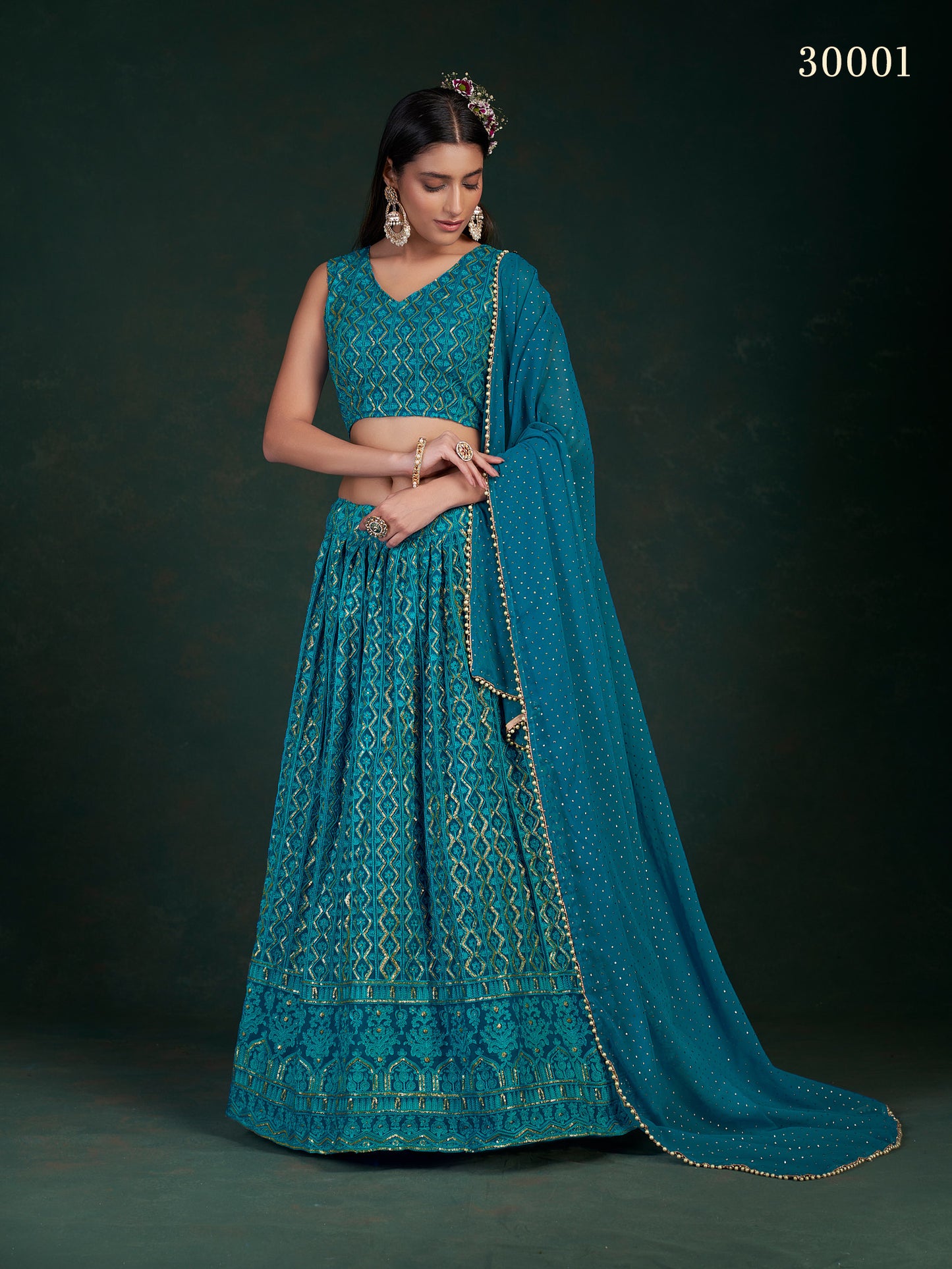 Amazing Rama Blue Color Designer Lehenga Choli Buy Now