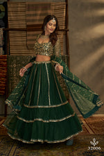 Latest Designer Green Color Lehenga Choli For Party Look - Joshindia