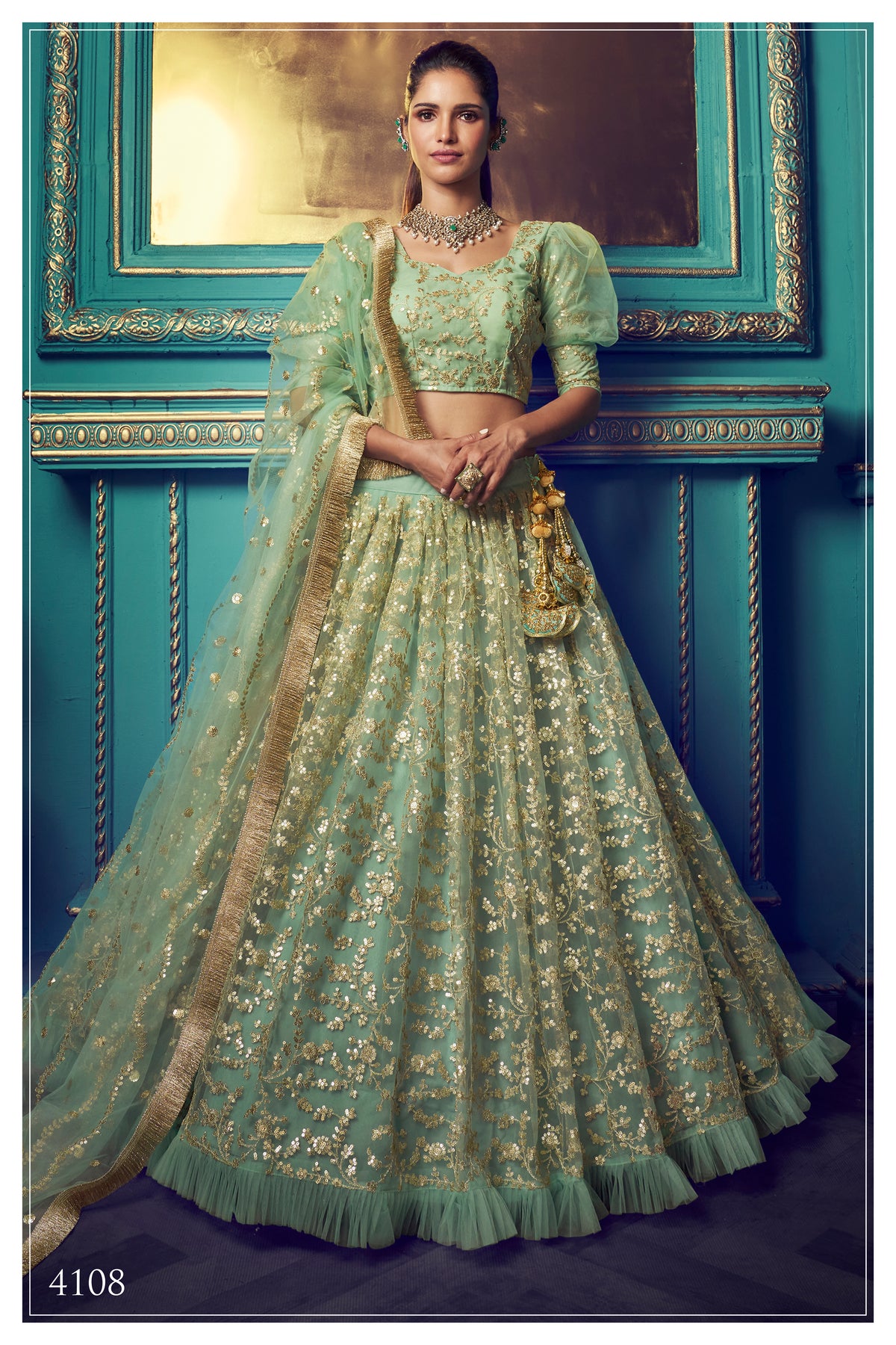 Green color trendy lehenga for special occasion buy it now - Joshindia