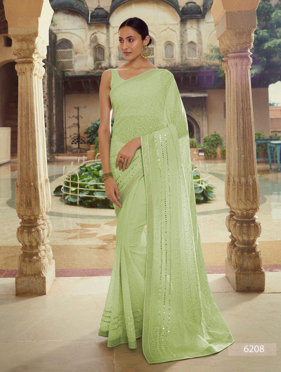 Amazing Green  color Designer silk saree with blouse