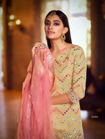 Latest light yellow color mirror work salwar suit for stylish looks - Joshindia