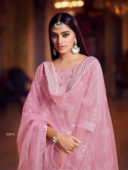 baby pink color partywear salwar suit for stylish look