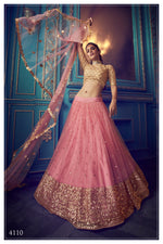 Tomato pinkdesigner embroidary sequence work lehenga choli - Joshindia