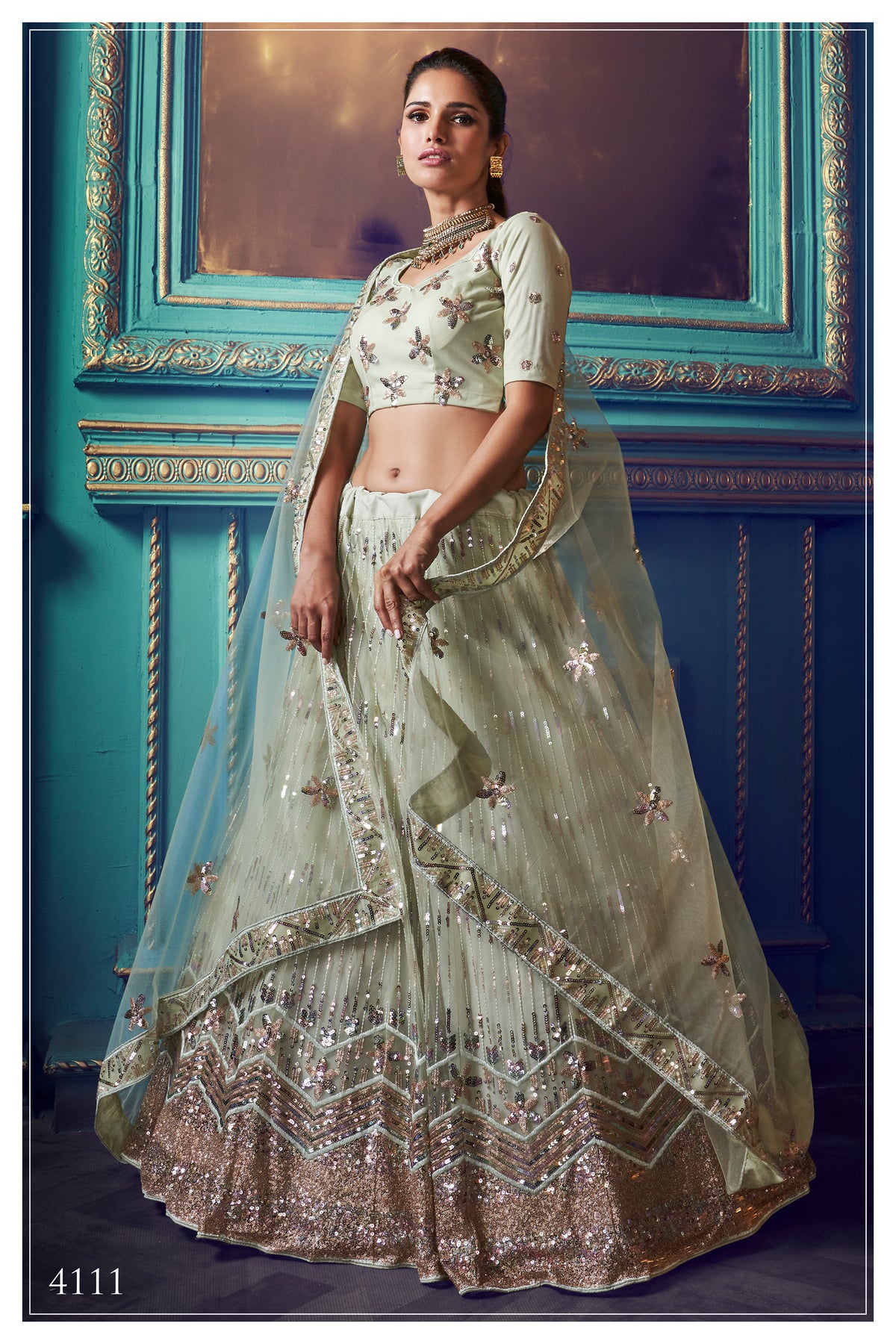 Beautiful pista green designer lehenga Choli for Classy looks buy It now - Joshindia