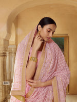 Amazing Pink color Designer Georgette saree with blouse - Joshindia