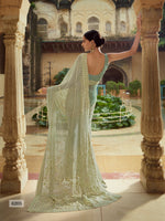 Amazing Light Green color Heavy Designer saree with blouse - Joshindia