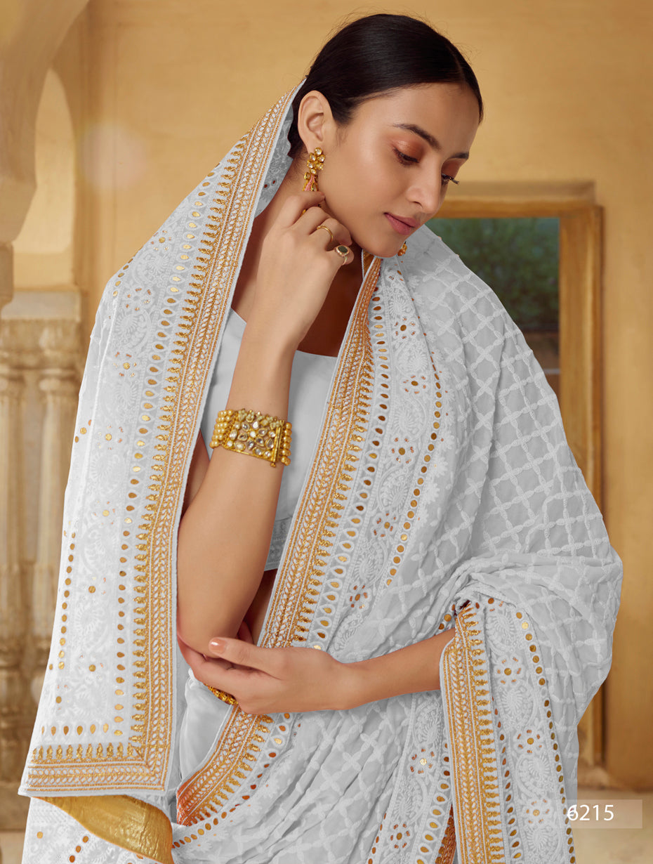 Traditional look Grey color silk saree - Joshindia