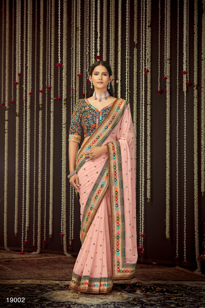 Buy trending designer Baby Pink sequins saree at best price online