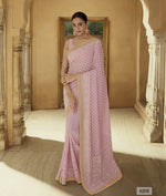 Amazing Pink color Designer Georgette saree with blouse - Joshindia