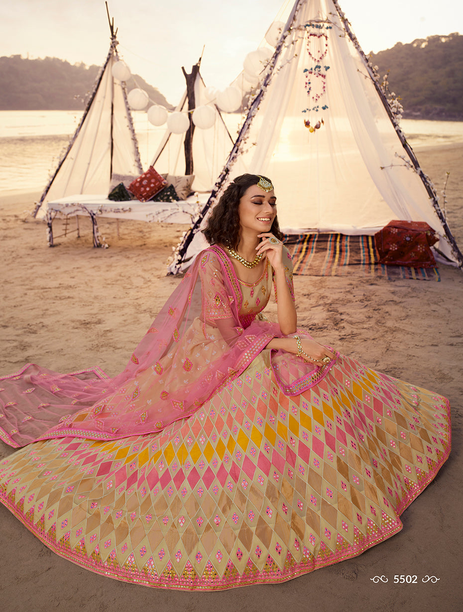 Pink Sequins Engagement Trendy Lehenga Choli