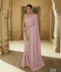 Amazing Pink color Designer Georgette saree with blouse - Joshindia
