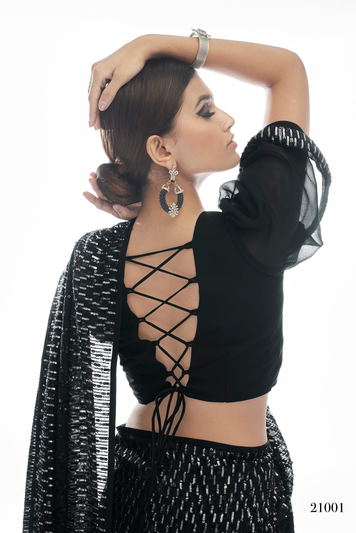 Beautiful Black color bollywood sequin saree - Joshindia