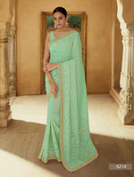 Amazing Pear Green color Designer saree - Joshindia