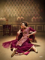 purple color georgette satin sharara style suit - Joshindia