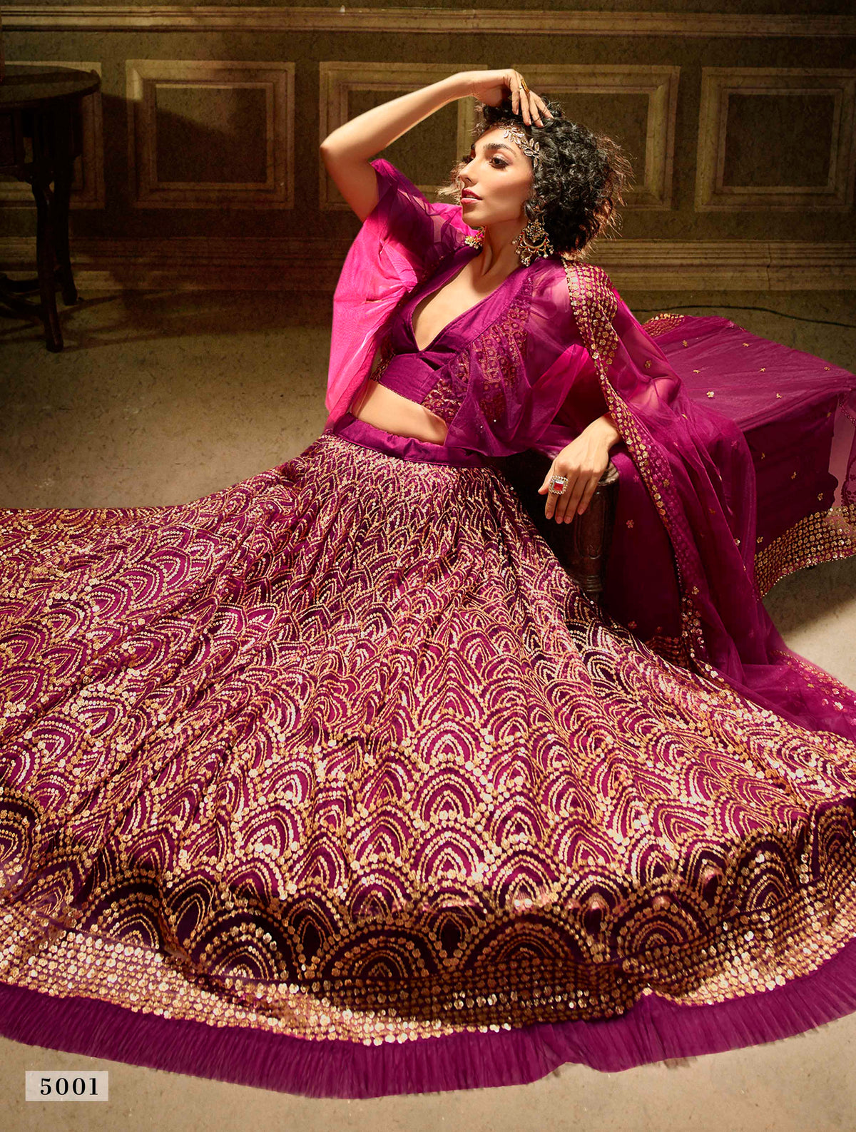 Wine color heavy designer lehenga for wedding - Joshindia