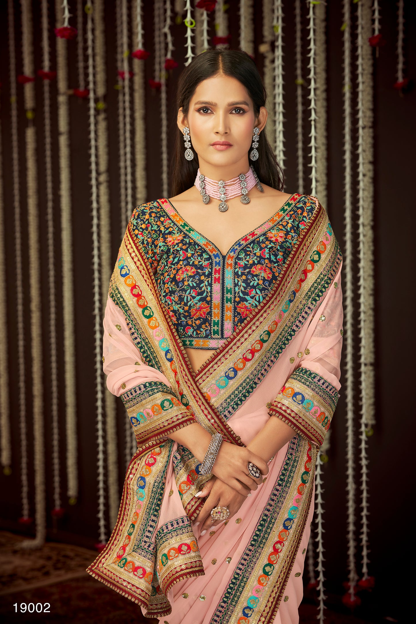 Buy trending designer Baby Pink sequins saree at best price online