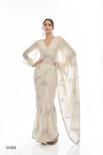 Beautiful White color bollywood sequin saree - Joshindia
