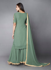Pista Green Color Georgette Designer Kurta Set - Joshindia