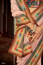 Buy trending designer Baby Pink sequins saree at best price online - Joshindia