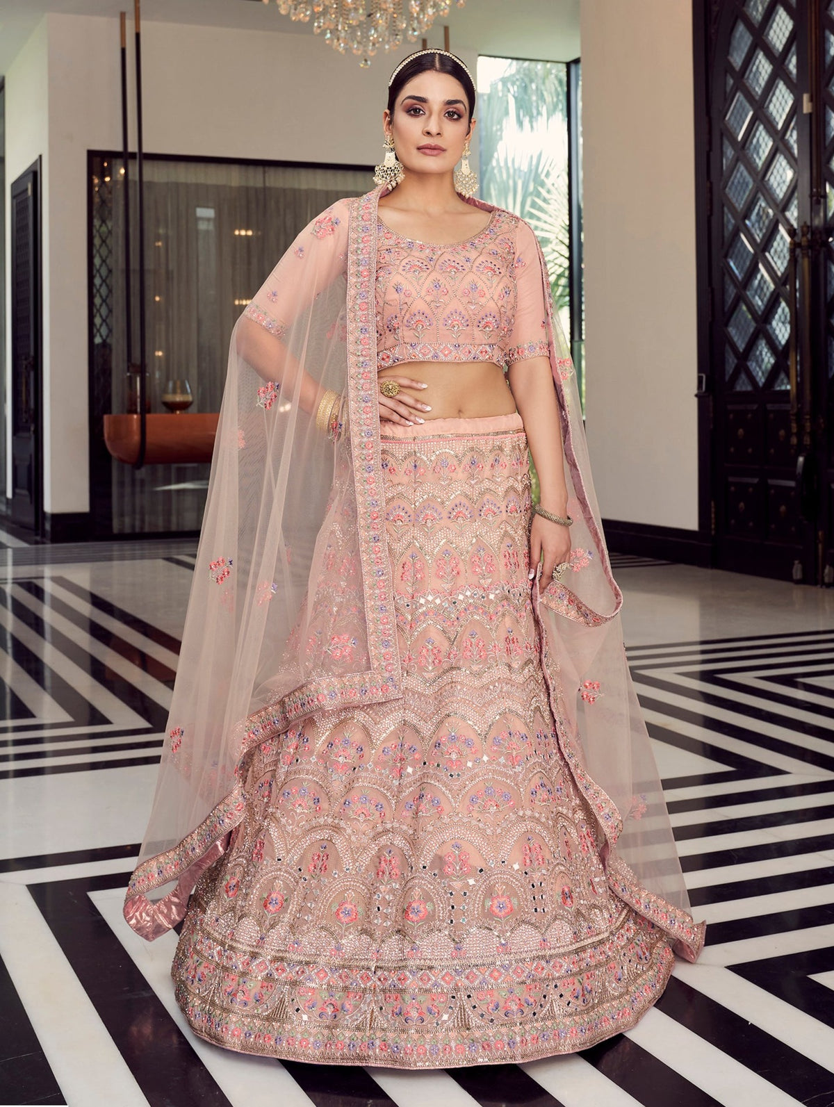 buy peach color designer lehenga choli - Joshindia