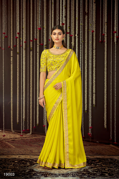 Buy trending designer Yellow Color sequins saree at best price online