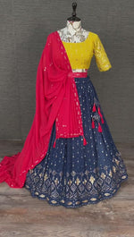 Latest navy blue color designer lehenga choli buy online